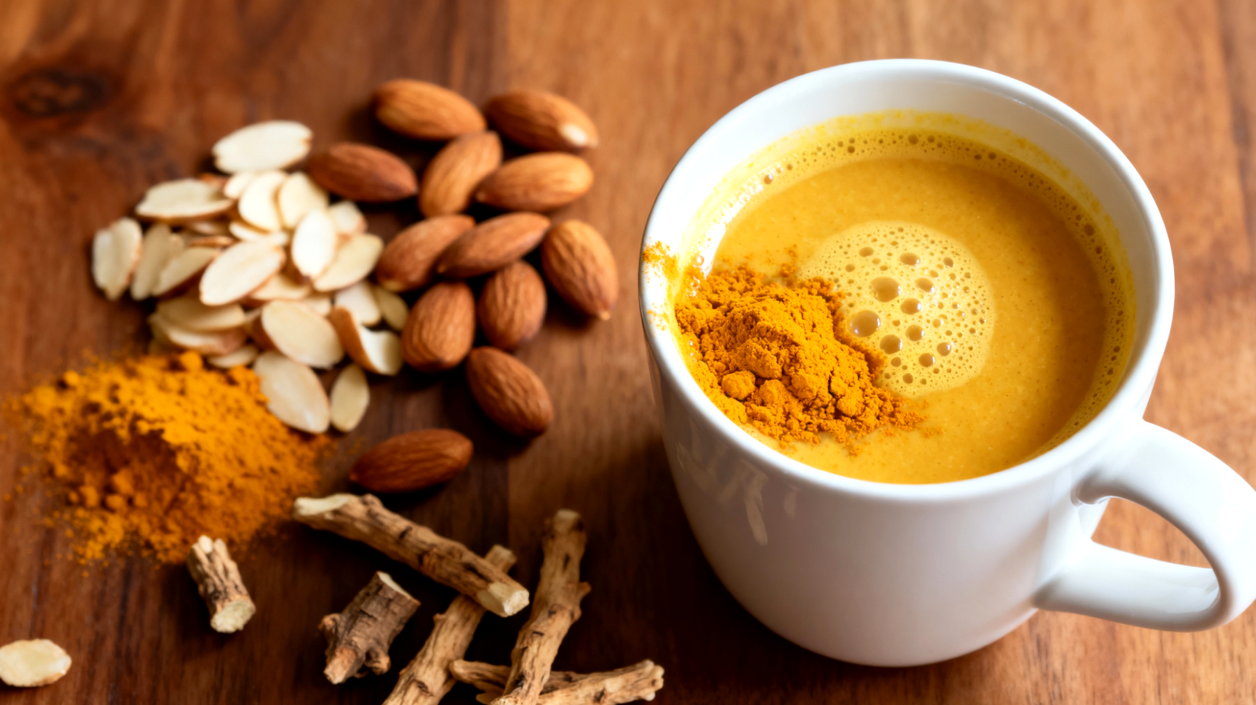 Goldene Milch mit Ashwagandha und Mandeln"