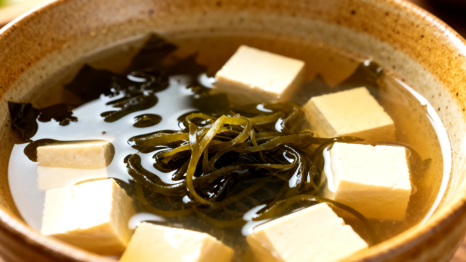 Miso-Suppe mit Wakame-Algen und Tofu"